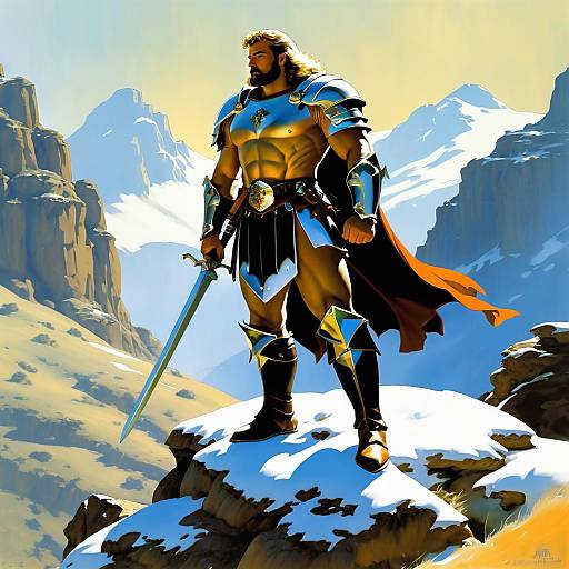 Heroic Knight in Snowy Mountains