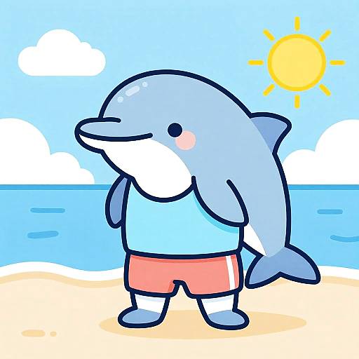 Cheerful Dolphin in Summer Attire