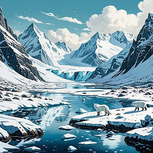 Serene Painterly Arctic Mountain Valley