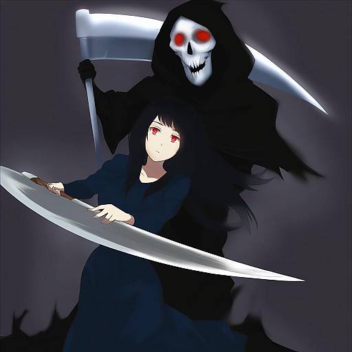 Illustration of Grim reaper, original in the style of Cafekun