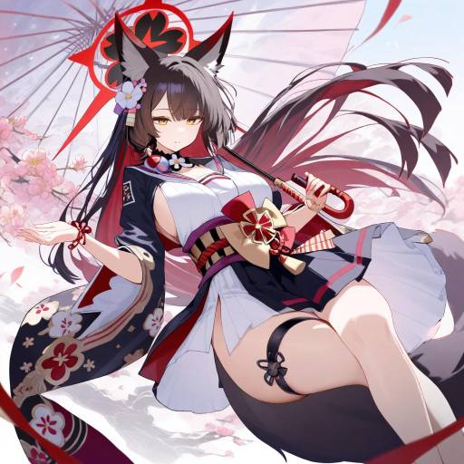Fox Girl with Mask and Umbrella