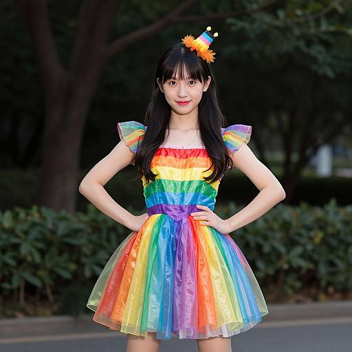 Rainbow Fancy Dress Costume Girl