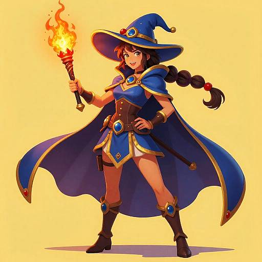 Fantasy Sorceress with Fiery Torch