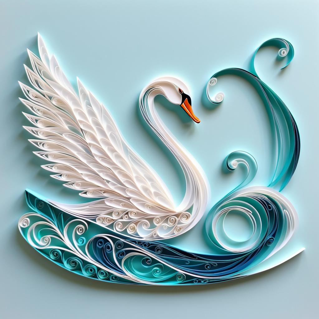 Elegant Paper Quilling Swan on Lake