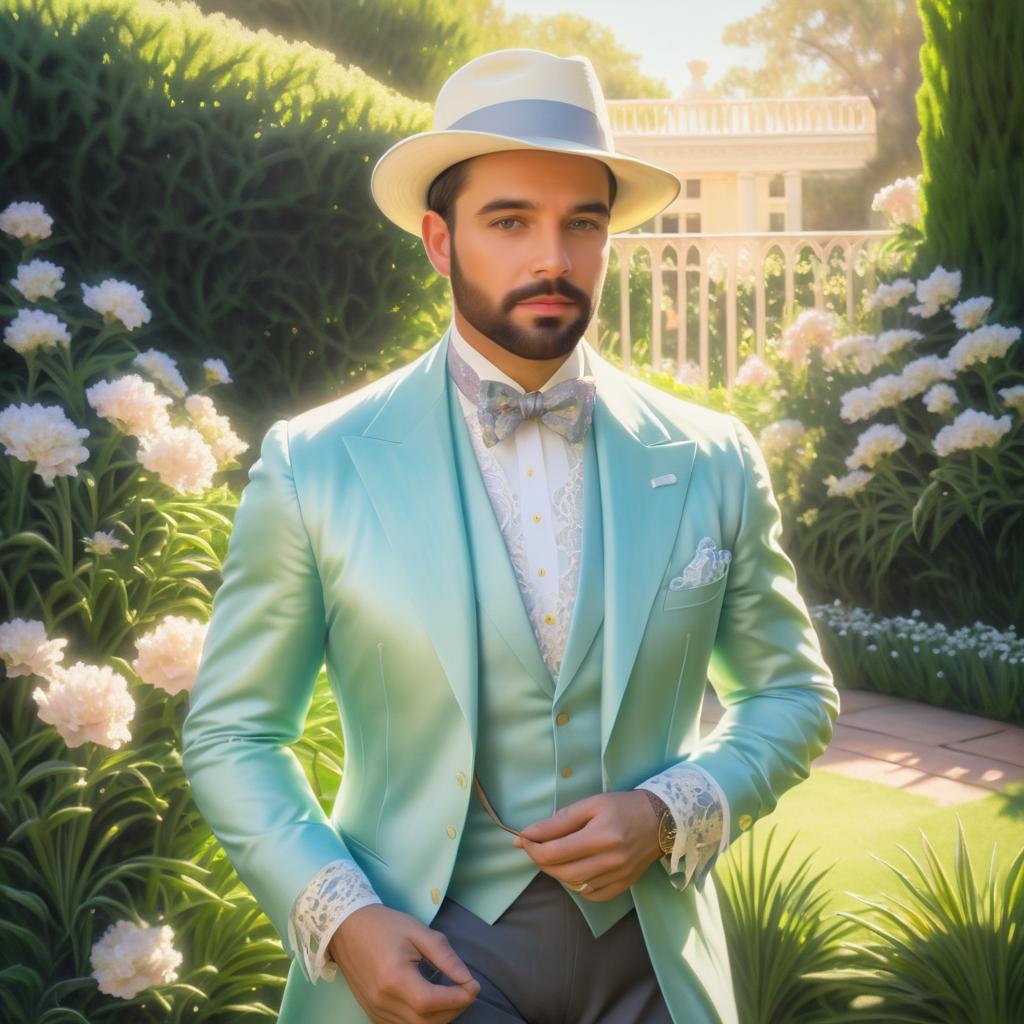 Dapper Gentleman in a Sunlit Garden