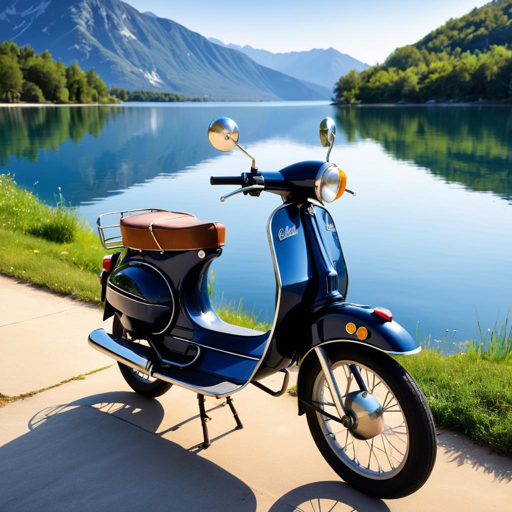 Vintage Moped on Lakeside Trail