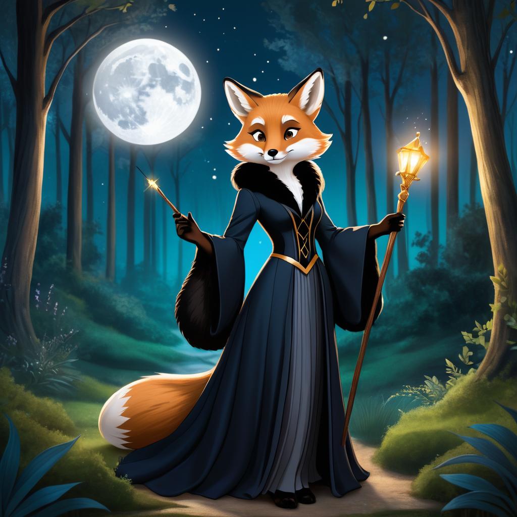 Elegant Fox Hermione in Moonlit Glade