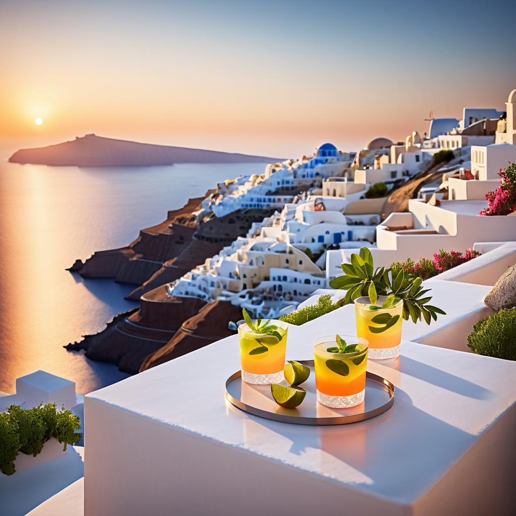 Enchanting Santorini Sunset Terrace Scene