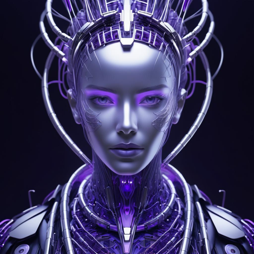 Futuristic Humanoid Cyborg Portrait