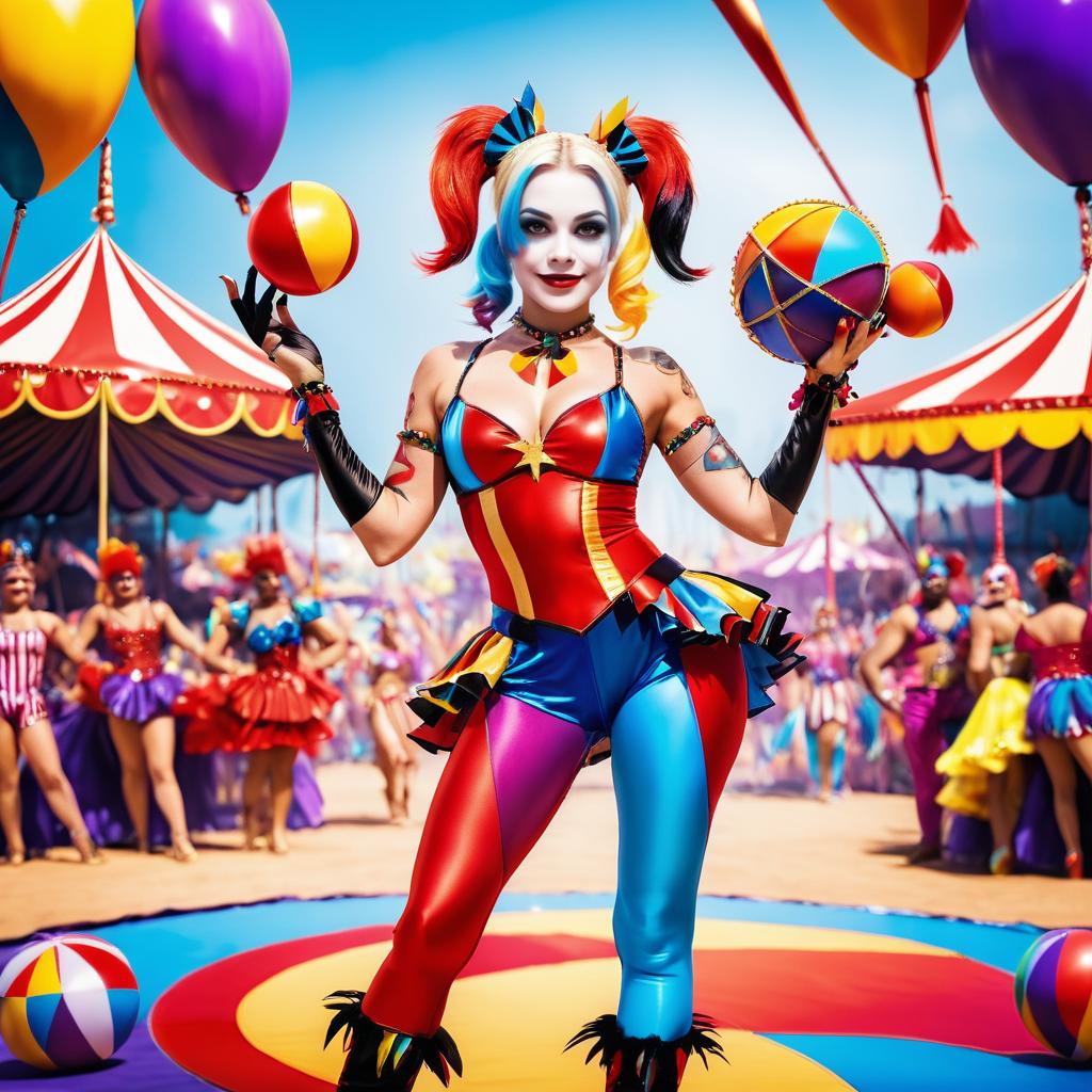 Harley Quinn's Colorful Carnival Performance