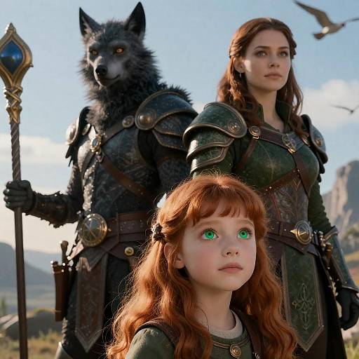 Epic Fantasy Scene with Four Unique Characters