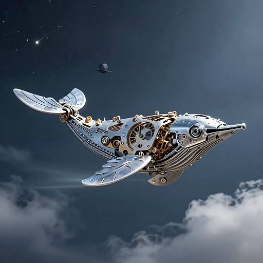 Clockwork Whale Drifting Through Space