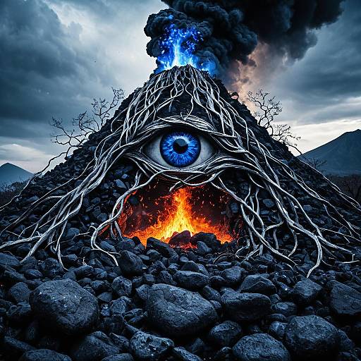 Fantasy Volcano with Demonic Eye Eruption