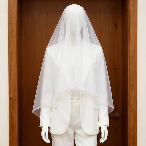 Mannequin in White Veiled Outfit