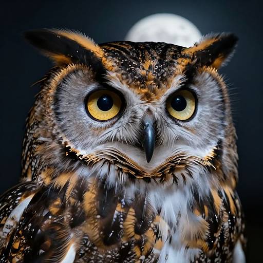 Majestic Owl Staring at Moon