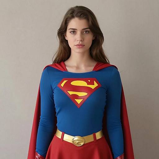 Young woman in Supergirl cosplay costume