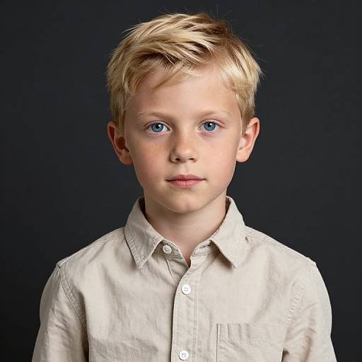 Blonde Boy in Beige Shirt