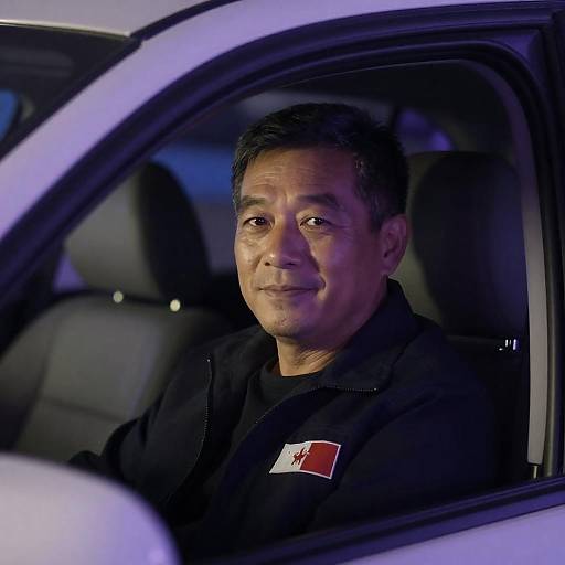 Illuminated Portrait of a Man in Car
