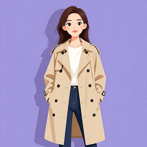 Stylish Woman in Khaki Trench Coat