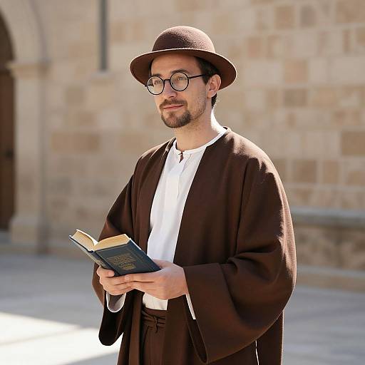 Wise Man in Sunlit Courtyard