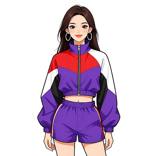 Sporty Chic Woman in Color-Block Outfit