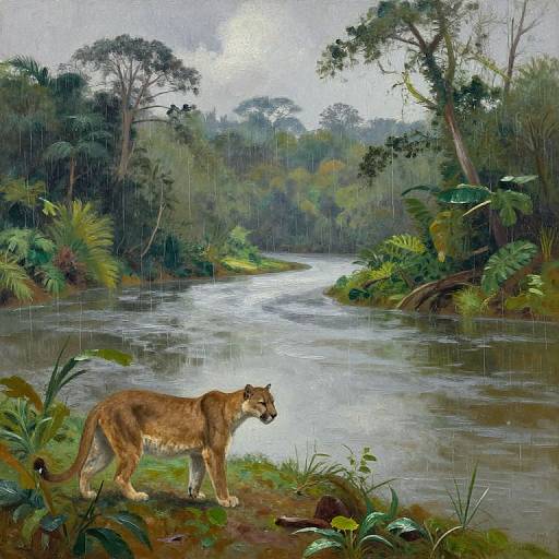 Impressionist Amazon Rainforest Scene