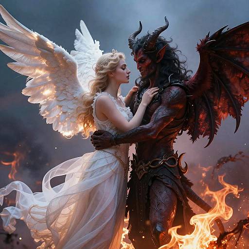 Forbidden Love Angel and Demon Wallpaper