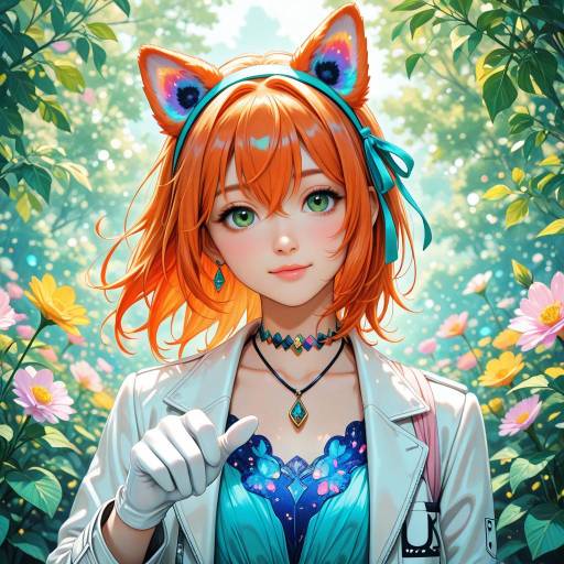 Vibrant Anime Character in Lush Scenery
