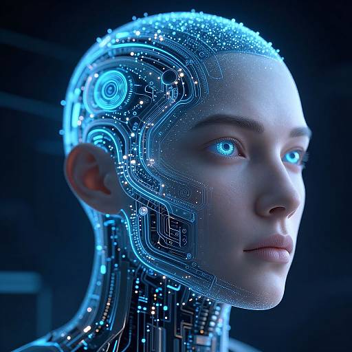 Half-Human Half-Machine AI Illustration