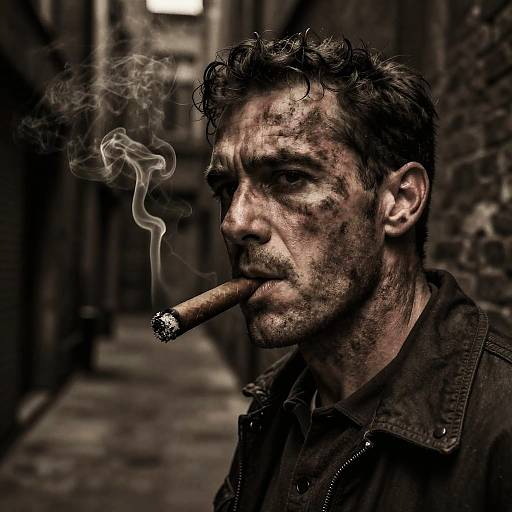 Rugged Man with Unlit Cigar Noir