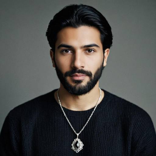 Portrait of Young Man with Beard and Necklace