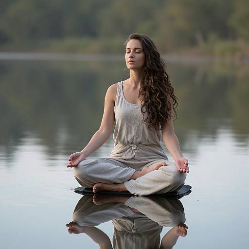 Woman Meditating by Mirror Lake
