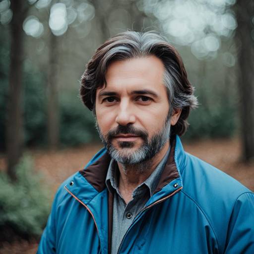 Middle-Aged Man in Blue Jacket Outdoors