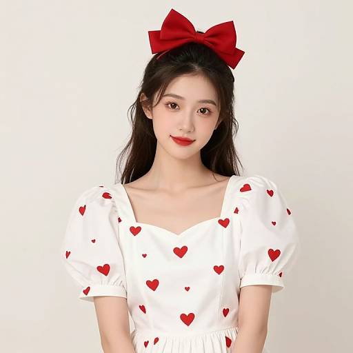 Woman in Heart Patterned Dress