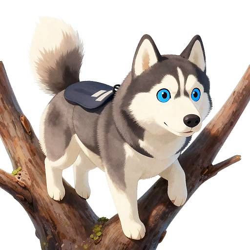 Ghibli-Inspired Pastel Sporty Husky Climber