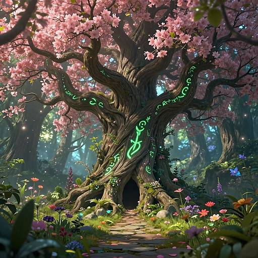 Enchanted Tree in Mystical Forest