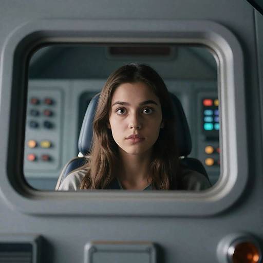Young Woman in Futuristic Cockpit