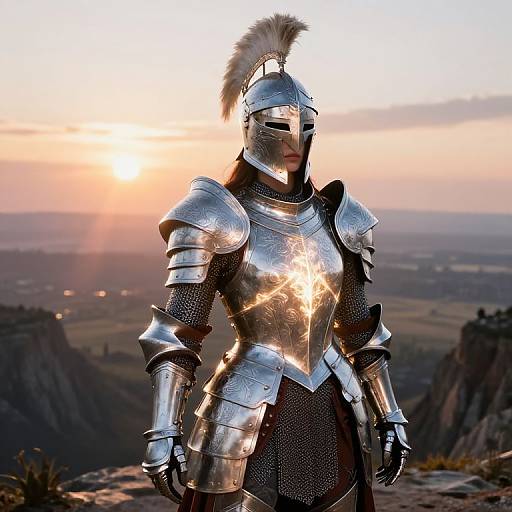 Ethereal Female Paladin on Cliff