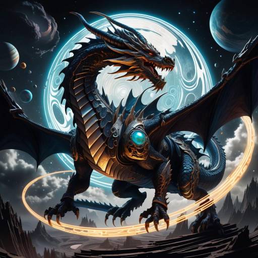 Majestic Dragon in Cyberpunk Sky Majestic Dragon in Cyberpunk Sky