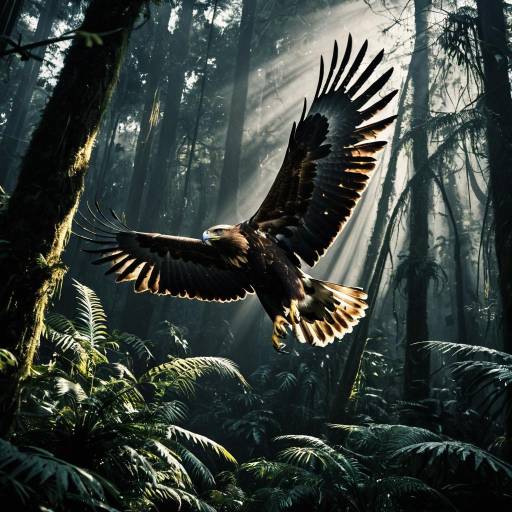 Majestic Eagle in Enchanted Rainforest