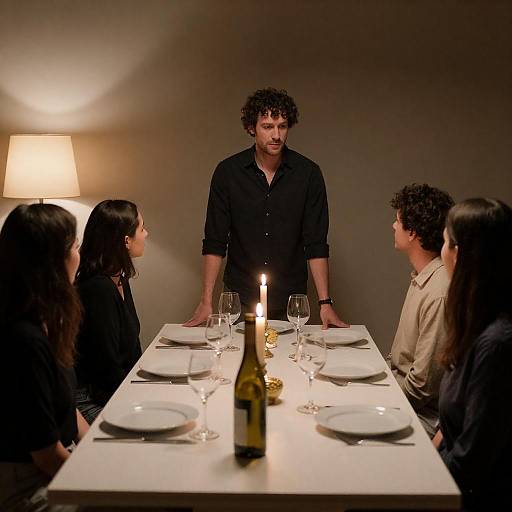 Candlelit Dinner Scene with Four