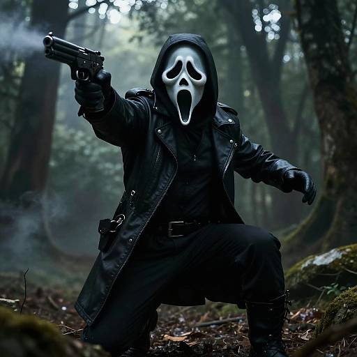 Cinematic Ghostface Action Shot