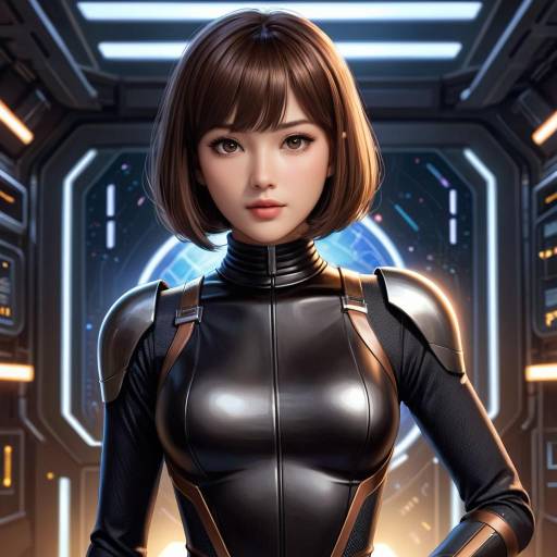 Futuristic Woman in Black Bodysuit