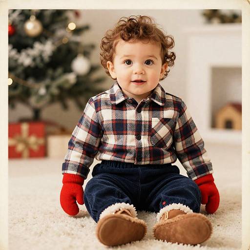 Vintage Holiday Toddler Postcard Illustration