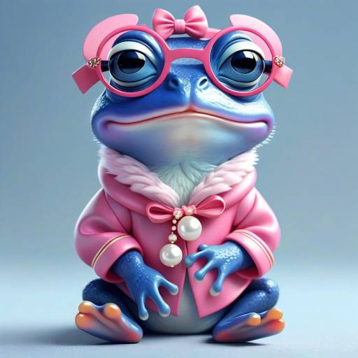 Adorable Cartoon Frog with Glasses and Bow