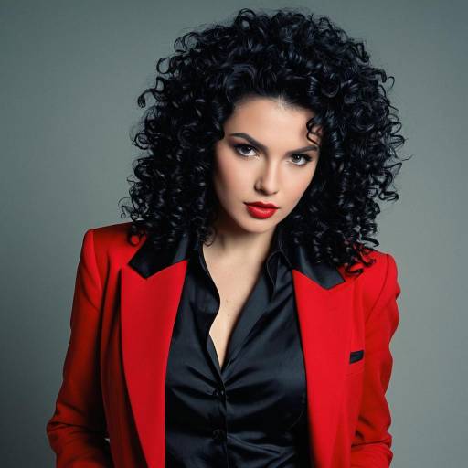 Confident Woman in Red Blazer and Black Blouse