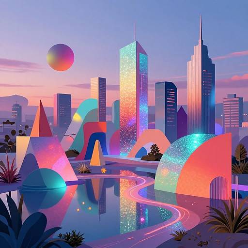 Surreal Neon Futuristic Landscape