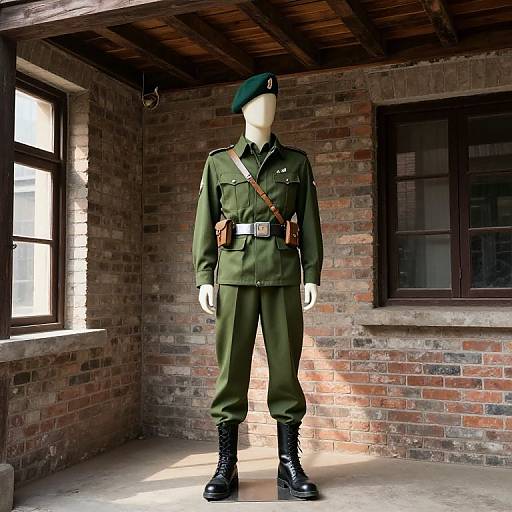 Vintage Military Mannequin in Rustic Setting
