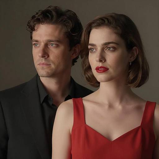 Elegant Couple with Neutral Expressions