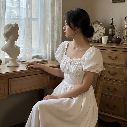 Elegant Woman in Vintage Room